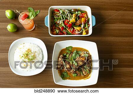 Meat with rice and salad View Large Photo Image Stock Image - Meat with rice and salad. Fotosearch