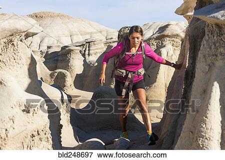 Native American woman hiking in desert View Large Photo Image Stock Photo - Native American woman hiking in desert. Fotosearch