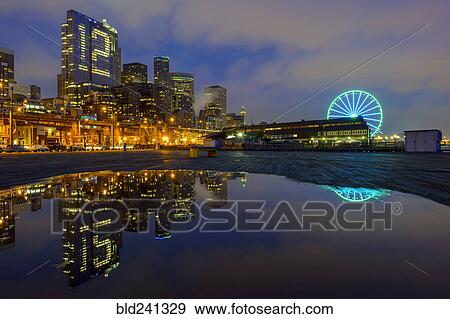Stock Photo - "Number 12 illuminated in highrise, Seattle, Washington, United States". Fotosearch