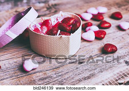 Stock Photo - Open box of valentine hearts. Fotosearch