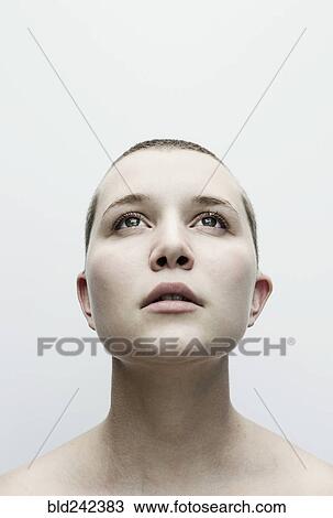 Portrait of Caucasian woman looking up View Large Photo Image Stock Image - Portrait of Caucasian woman looking up. Fotosearch