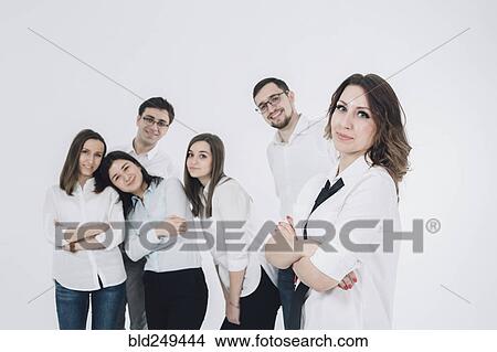 Picture - Portrait of confident Caucasian men and women. Fotosearch