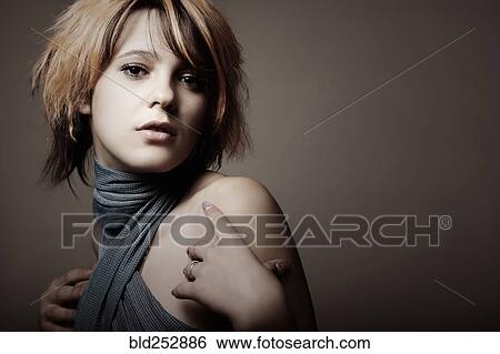 Stock Photograph - Portrait of glamorous Caucasian teenage girl. Fotosearch