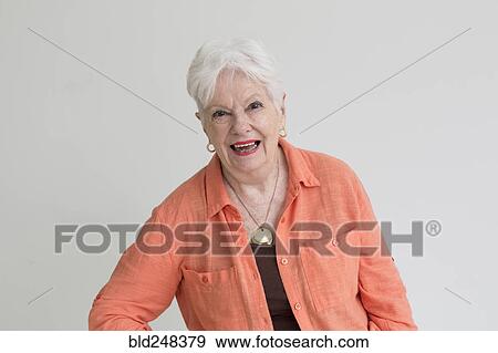 Stock Photo - Portrait of laughing older Caucasian woman. Fotosearch