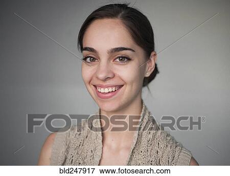 Stock Photo - Portrait of smiling Caucasian woman. Fotosearch