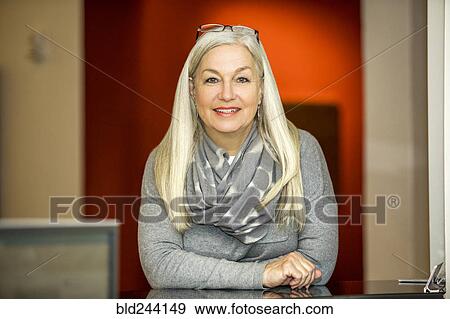 Stock Photo - Portrait of smiling older Caucasian woman. Fotosearch