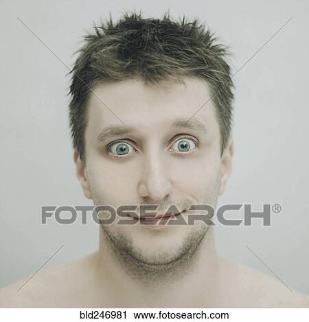Portrait of wide-eyed Caucasian man View Large Photo Image Stock Image - Portrait of wide-eyed Caucasian man. Fotosearch