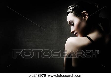 Stock Photograph - Rear view of Caucasian girl. Fotosearch