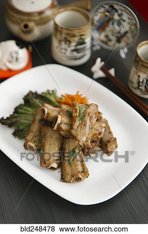 Stock Photo - Ribs on plate. Fotosearch