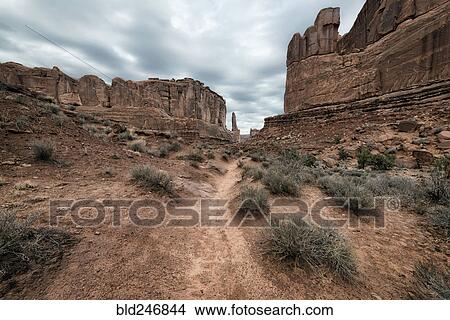 Picture - "Rock formations in desert, Moab, Utah, United States". Fotosearch