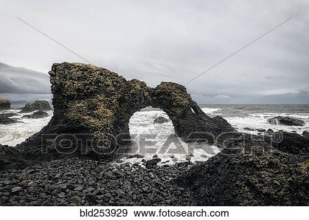 Rock formations near ocean, Hellissandur, Snaellsnes peninsula, Iceland View Large Photo Image Stock Photo - Rock formations near ocean, Hellissandur, Snaellsnes peninsula, Iceland. Fotosearch