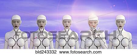 Row of female cyborgs View Large Photo Image Stock Image - Row of female cyborgs. Fotosearch