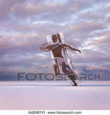 Stock Image - Running man frozen in suspended animation. Fotosearch