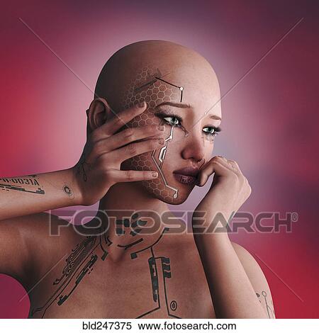 Sad cyborg woman View Large Photo Image Stock Photography - Sad cyborg woman. Fotosearch