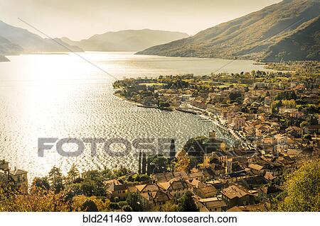 Scenic view of waterfront, Gravedona, Lake Como, Italy View Large Photo Image Stock Photo - Scenic view of waterfront, Gravedona, Lake Como, Italy. Fotosearch