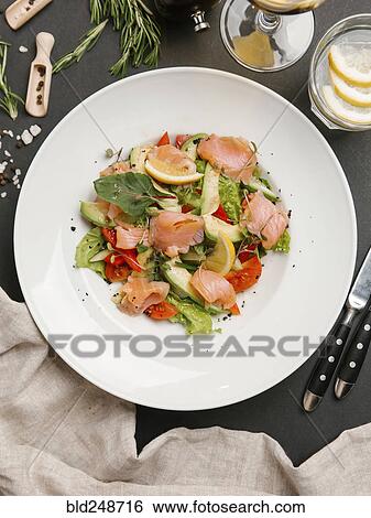 Stock Photograph - Seafood salad on plate. Fotosearch