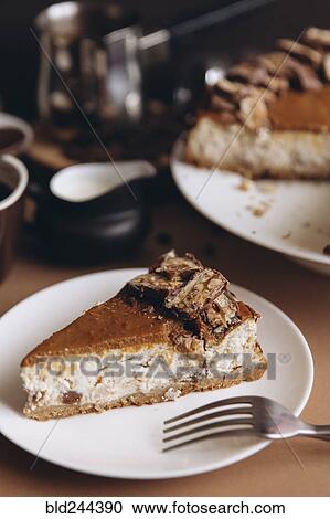 Slice of cheesecake on plate with fork View Large Photo Image Stock Image - Slice of cheesecake on plate with fork. Fotosearch