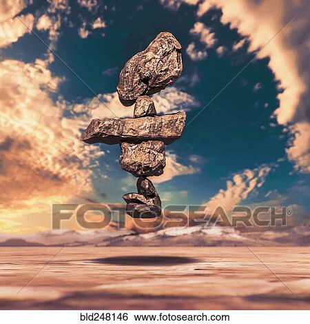 Stack of balancing rocks hovering mid-air View Large Photo Image Stock Photograph - Stack of balancing rocks hovering mid-air. Fotosearch