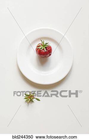 Strawberry on white plate View Large Photo Image Stock Image - Strawberry on white plate. Fotosearch