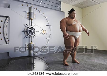 Sumo wrestler guarding vault View Large Photo Image Picture - Sumo wrestler guarding vault. Fotosearch