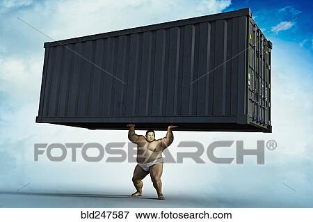 Sumo wrestler lifting cargo container View Large Photo Image Stock Photo - Sumo wrestler lifting cargo container. Fotosearch