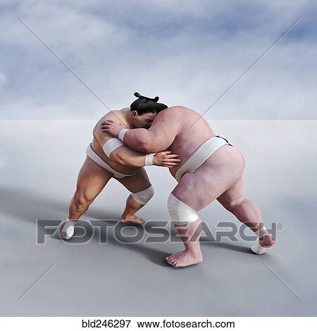 Sumo wrestlers wresting View Large Photo Image Stock Photo - Sumo wrestlers wresting. Fotosearch