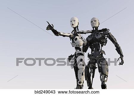 Surprised robot couple View Large Photo Image Stock Image - Surprised robot couple. Fotosearch