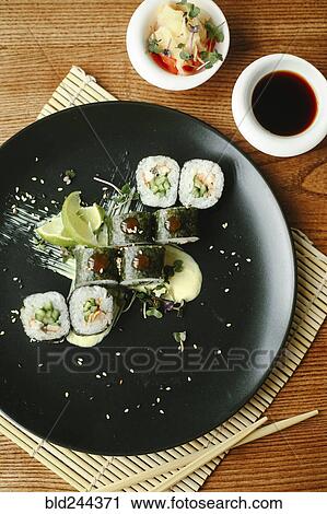 Sushi on plate View Large Photo Image Stock Image - Sushi on plate. Fotosearch