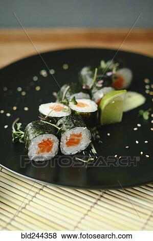Stock Photo - Sushi on plate. Fotosearch