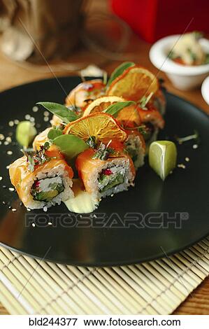 Stock Photo - Sushi on plate. Fotosearch