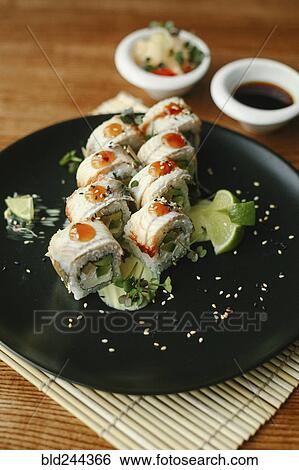 Stock Photograph - Sushi on plate. Fotosearch