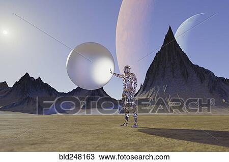 Transparent futuristic man holding sphere View Large Photo Image Stock Image - Transparent futuristic man holding sphere. Fotosearch