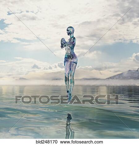 Transparent woman hovering over water View Large Photo Image Stock Image - Transparent woman hovering over water. Fotosearch