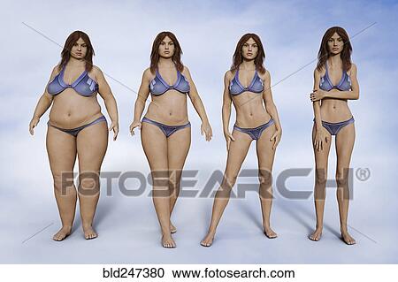 Stock Image - Weight change of woman. Fotosearch