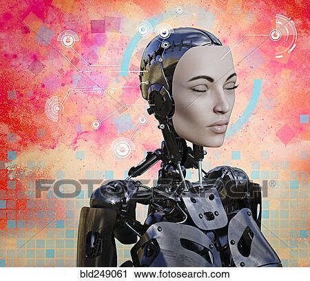 Woman cyborg with artificial intelligence View Large Photo Image Stock Image - Woman cyborg with artificial intelligence. Fotosearch