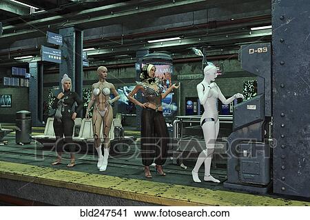 Women waiting in line for cyborg using ATM View Large Photo Image Stock Image - Women waiting in line for cyborg using ATM. Fotosearch