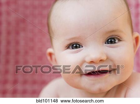 Close up of smiling Caucasian baby girl View Large Photo Image Stock Photo - Close up of smiling Caucasian baby girl. Fotosearch
