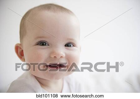 Smiling Caucasian baby girl View Large Photo Image Stock Photo - Smiling Caucasian baby girl. Fotosearch