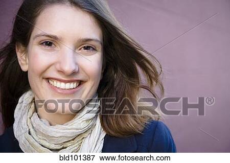 Stock Photo - Smiling Caucasian woman. Fotosearch