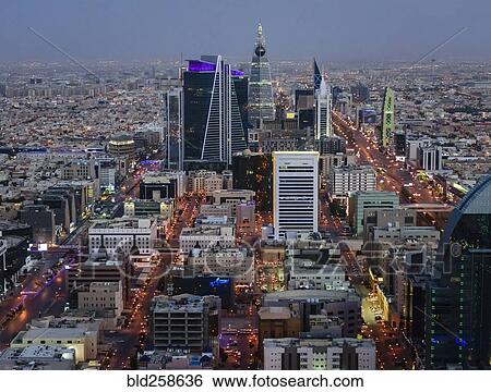 Aerial view of cityscape at night, Riyadh, Saudi Arabia View Large Photo Image Stock Photograph - Aerial view of cityscape at night, Riyadh, Saudi Arabia. Fotosearch
