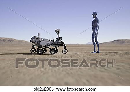 Alien watching small vehicle in desert View Large Photo Image Stock Photography - Alien watching small vehicle in desert. Fotosearch