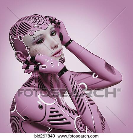 Stock Image - Alternative android woman with piercing. Fotosearch