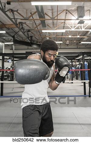 Black man posing in boxing ring View Large Photo Image Stock Image - Black man posing in boxing ring. Fotosearch
