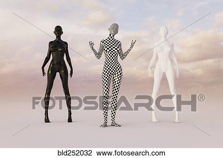 Stock Image - "Black, white and checkered women". Fotosearch