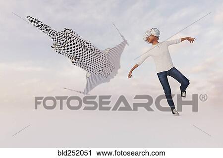 Boy wearing virtual reality goggles imitating airplane View Large Photo Image Stock Image - Boy wearing virtual reality goggles imitating airplane. Fotosearch