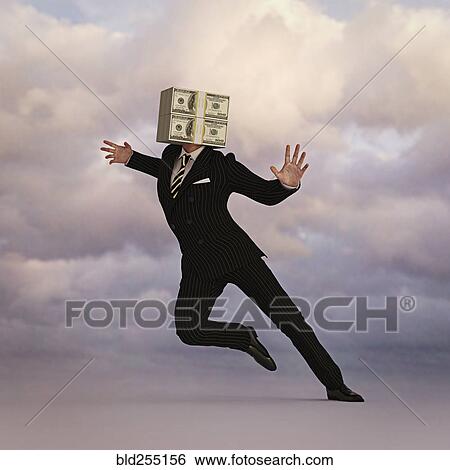Businessman with head of money View Large Photo Image Stock Photograph - Businessman with head of money. Fotosearch