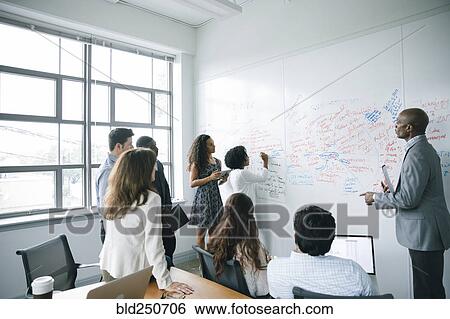 Businesswoman writing on whiteboard in meeting View Large Photo Image Stock Photograph - Businesswoman writing on whiteboard in meeting. Fotosearch