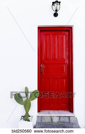 Cactus near red door View Large Photo Image Stock Image - Cactus near red door. Fotosearch