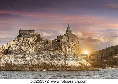 Castle on rock near river at sunset View Large Photo Image Stock Image - Castle on rock near river at sunset. Fotosearch