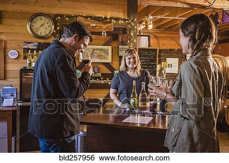 Caucasian people drinking wine in winery View Large Photo Image Stock Photograph - Caucasian people drinking wine in winery. Fotosearch